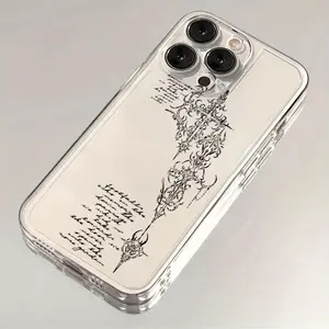 1pc of a Cool Gothic Style Patterned Transparent Space Shockproof Phone Case Suitable For iPhone 17 16 15 14 13 12 11   - The Fashionable Design Phone Case Best New Year Gift For Fans!