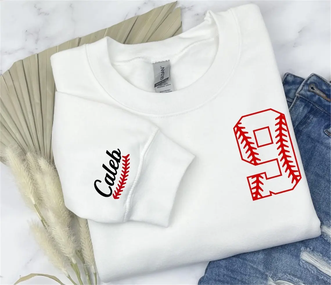 Baseball Unisex Sweatshirt Custom Number and Name, Custom Baseball Mom Sweatshirt, Baseball Lover Shirt, Baseball Player Shirt, Baseball Mama Shirt