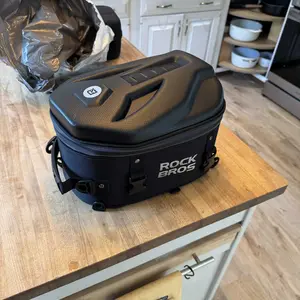 ROCKBROS Waterproof Hard Shell Motorcycle Rear Seat Tail Bag, 12.5L Storage Bag with Visibility-Enhancing Reflective Trim