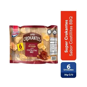 Super Ricas Crokantes BBQ Ribs 6 Pack - 35g Each - 210g Total - Potato Chips with Natural Flavor