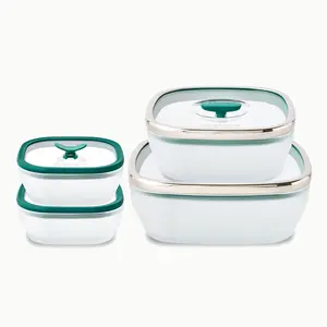 Anyday 8-Piece Square Glass Container Set with Vented Glass Lids | Plastic-Free Meal Prep Set | Stackable Airtight Storage Container Set with Vented Lid for Microwave-Safe Reheating Kitchen Containers