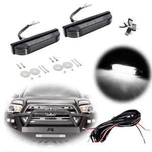 Smoke Lens White LED Front Grille Light DRL/Daytime Running Lights w/mounting Set For Toyota Tacoma 2012 2013 2014 2015 2016 2017 2018
