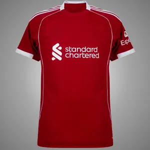 Red Color LIV Home 25/26 Soccer Jersey, LIV Red Color 25/26 Home Edition Short Sleeve Soccer Shirt