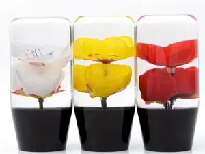 Real Rose Flowers JDM Universal Gear Shift Knob Clear Acrylic for Car Interior with Vibrant Color Options