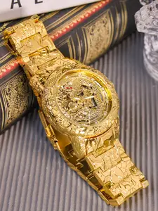 Men's Business Fashion Watch, Fashion Watch with Dragon Design, Trendy All-match & Exquisite Watch for Birthday Gift with Box, Mechanical Watch, Stainless Steel Wristwatch