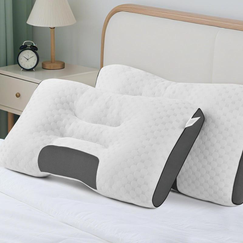 UFIST Neck Massage Couple Pillows - Adjustable ergonomic orthotic support, high-quality soft pillow core, detachable knitted pillowcase, relieves neck pain , aids sleep.Ergonomic Height for Optimal Cervical Support