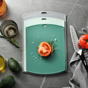 3-Piece Heavy-Duty Plastic Cutting Board Set, Multi-Size Color-Coded PP Mats, Easy to Clean, Durable, for Fruits, Vegetables, Meats