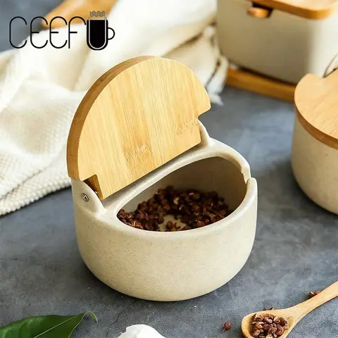 Antique Ceramic Canister Set - Flip-Top Lids, Spoons Included, Tea & Spice Ready Home Kitchen Salt/Sugar/Spice Storage, Lightweight & Organizable Home Organizer Storage Bottles & Jars, Housewarming Gift