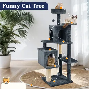 [DealsforYouDays]WeCharmer Cat Tree / Tower for Indoor with Green Leaves, Cat Condo Cozy Plush House with Hang Ball,  Pet Furniture with Scratching Posts cat  tree,summerwins