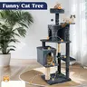 【Fall Deals For You】WeCharmer Classic Geometric Indoor Cat Tree with 400g Plush Condo House, Leaf Shape Green Leaves, Sisal Scratching Posts, Reinforced Vertical Scratcher, Hang Ball, Scratch Safe Pet Furniture for Cat Play Space
