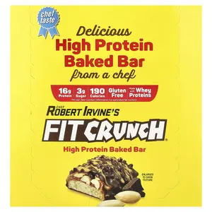 FITCRUNCH High Protein Baked Bar, Chocolate Peanut Butter, 9 Bars, 1.62 oz (46 g) Each