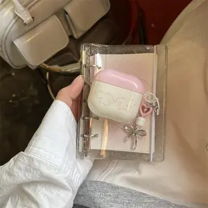 Pink cover colored star wing earphone Headphones Headset protective case with bow hanging pendant for AirPods 1 2 3 4 Pro Pro2