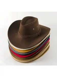 1pc American retro Western cowboy hat, unisex fedora sun protection jazz hat, UV-resistant wide-brimmed hat for men and women, rider hat