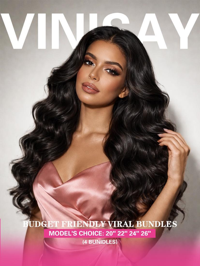 Vinisay Body Wave Human Hair Bundles Raw Indian Human Hair Weave 3 4 Bundles Quick Weave with 4x4 13x4 Closure Extensions Natural Black Sew in Extension Vinisay Body Wave Human Hair Bundles Raw Indian Human Hair Weave 3 4 Bundles Quick Weave with 4x4 13x4 Closure Extensions Natural Black Sew in Extension