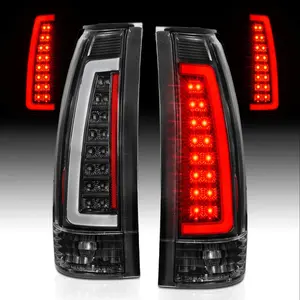 AmeriLite for 1988-1999 Chevy GMC C/K Pickup Truck Silverado Suburban C-Type LED Tube Clear Matte Black Replacement Tail Lights Set - Passenger and Driver Side
