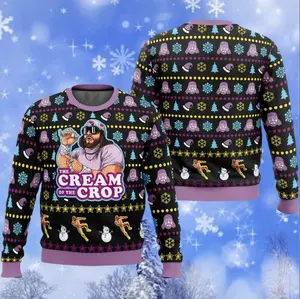 Macho Man Randy Savage Christmas Sweater – Funny “Cream of the Crop” Holiday Knit Pullover | WWE Ugly Xmas Party Outfit
