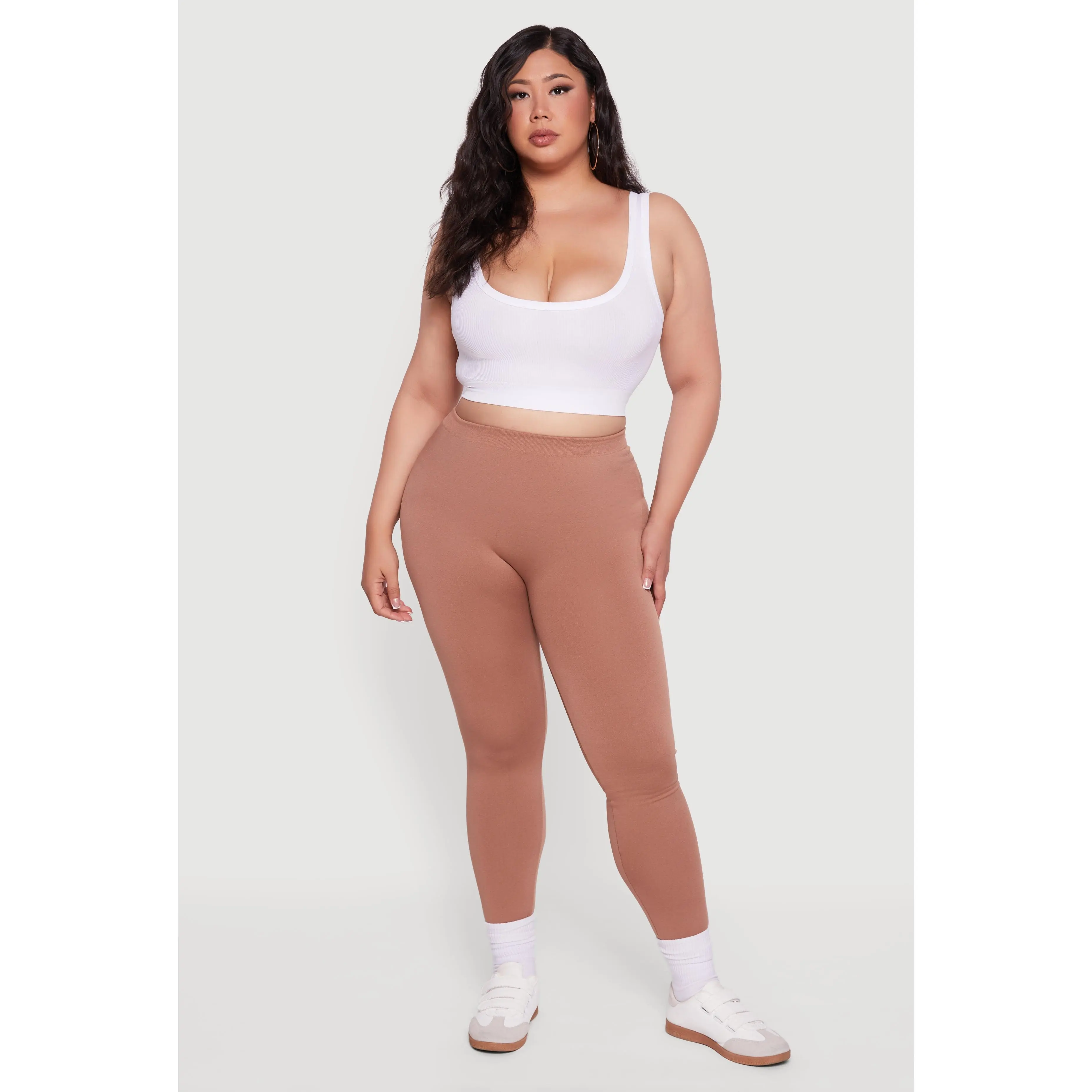 Plus Size High Waisted Basic Fleece Lined Leggings