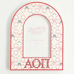 Gracefully Made AOII Picture Frame Officially Licensed by Alpha Omicron Pi 6x9 Inch Arch Frame for Dorm Desk or Gift Home Decoration Home Decor Accessory Gift
