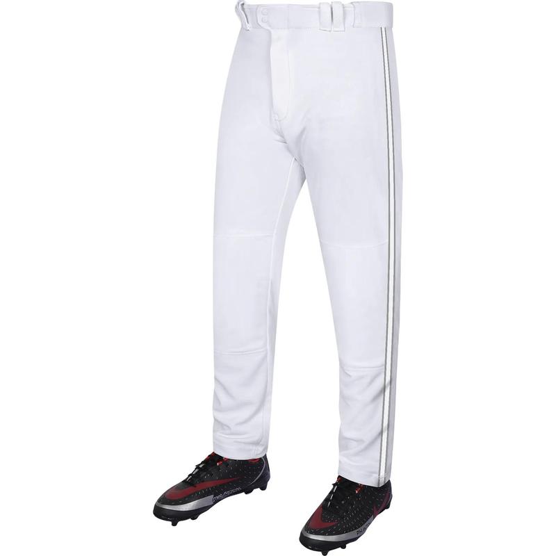 Proline Adult Full Length Baseball Pants with Stripes (White) Fabric Menswear Trouser Elastic
