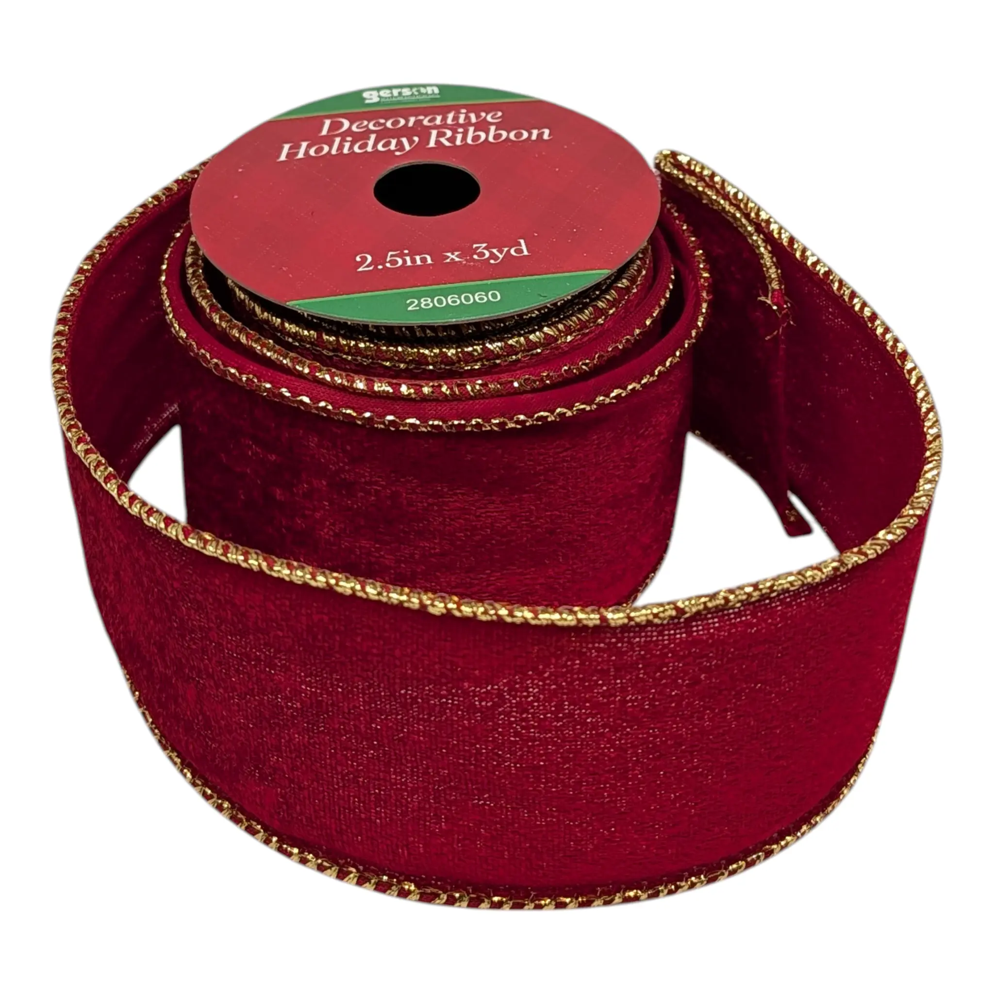 2.5" x 3 Yard Christmas Ribbon - Classic Red and Gold
