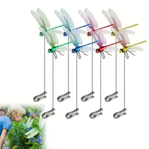 Outdoor Fake Dragonfly Rod Clip, Garden Metal Dragonfly Clip. Natural Organic Concept, 3D Dragonfly Garden Decoration, Creative Home Accessories