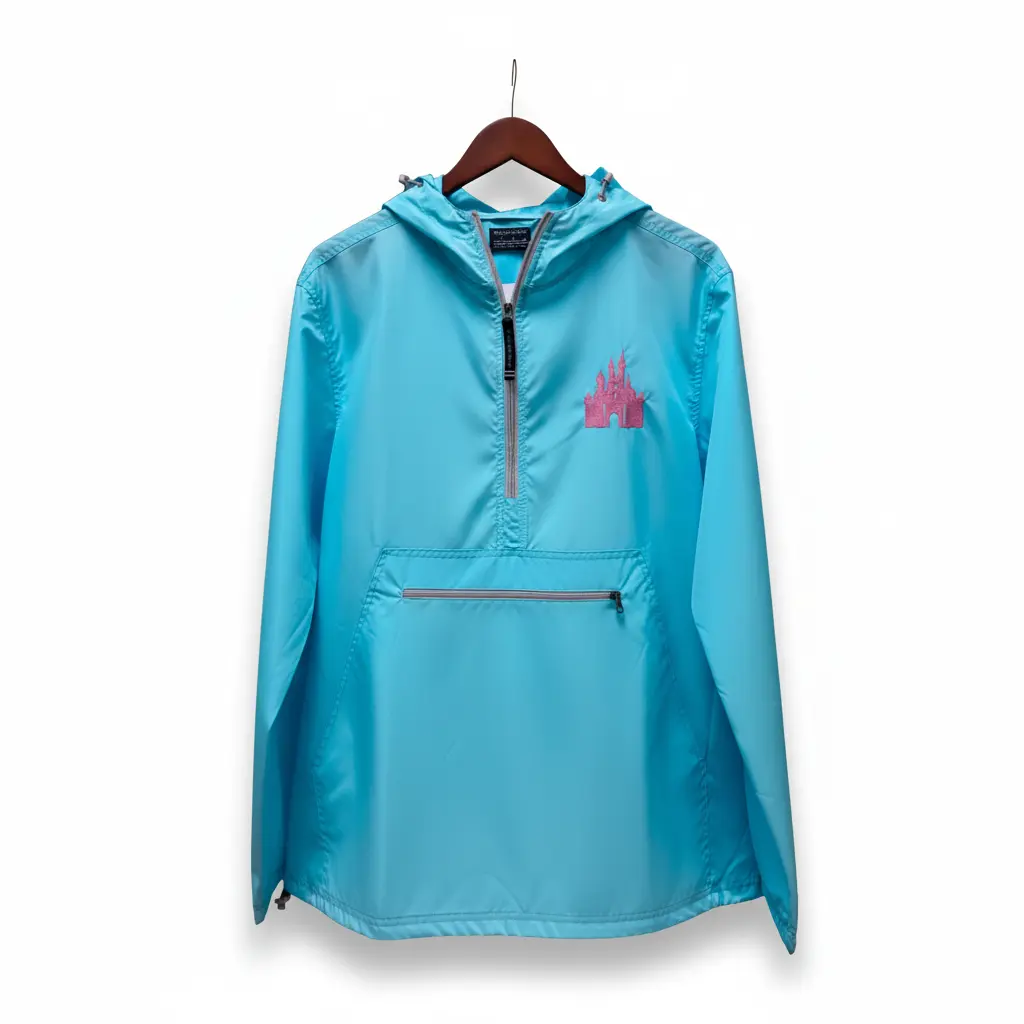 Aqua Quarter Zip Charles River Rain Jacket- Metallic Pink Castle
