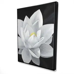 360 stand Minimalist Floral Nature Overhead View Lotus Flower Wall Artwork, 36x48 in White Bedroom Artistic Decoration, Room Decorations, Ideal Home Supplies Gift, Modern Home Decor, Decorative Artwork