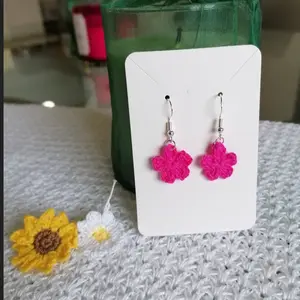 Flower earrings/ crochet and silver earrings/ minicrochet/ aretes tejidos en forma de flor/ gift/ Female Female