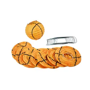 BLOWOUT 4" Basketball Shaped Sport Paper Lantern, Even Ribbing, Hanging Decoration (10 PACK) (String Light Sold Separately)