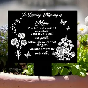 Acrylic cemetery commemorative plaque to commemorate the deceased mother, outdoor courtyard wooden stake tombstone - waterproof, expressing longing for the deceased mother