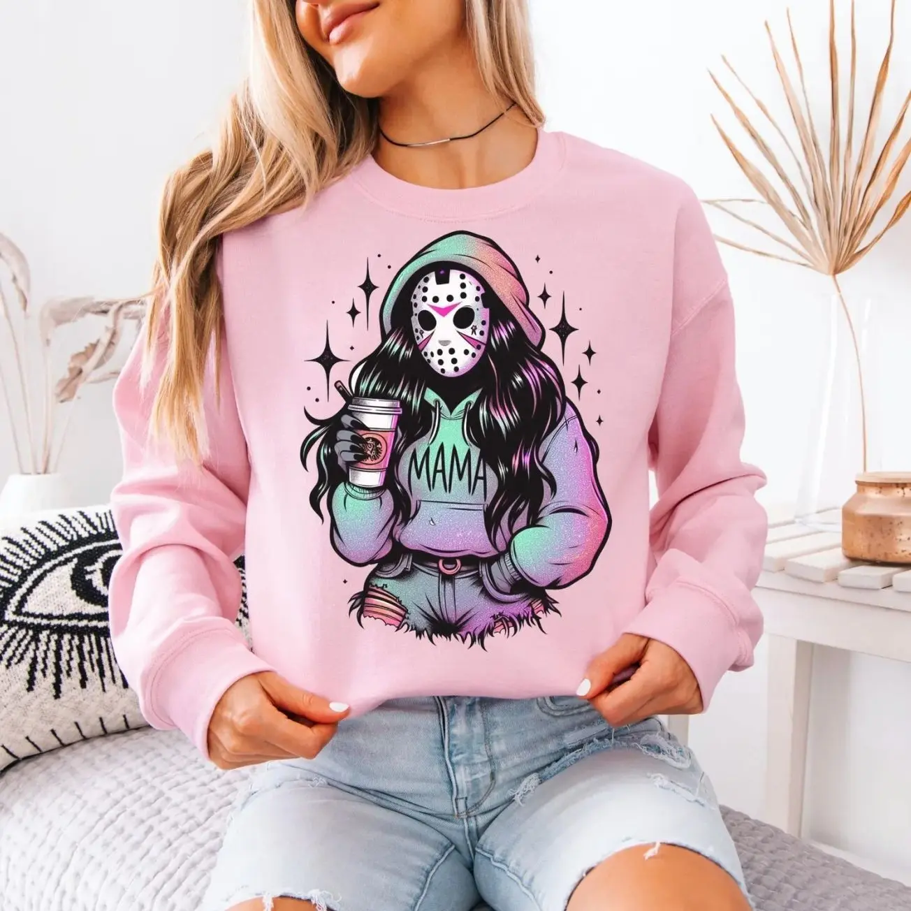 Halloween Horror Mama Sweatshirt, Trendy Custom Spooky Mama Hoodie, Family Spooky Season Sweaters, Killer Halloween Hooded, Women Halloween UG4