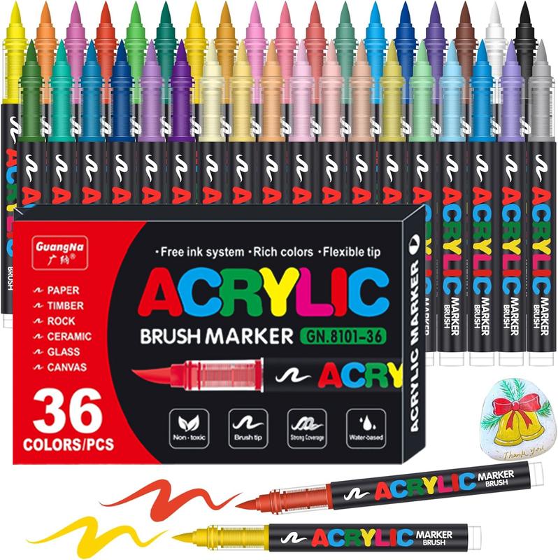 36 Color Acrylic Marker - Graffiti Pen Painting Set, Acrylic Paint Pen, Stroke Marker pen, Waterproof and Quick Drying, Stronger Coverage, Black Friday & Cyber Monday, Thanksgiving gifts, Christmas gifts