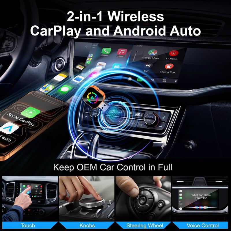 【YURNLV】X 2026 New Wireless CarPlay Converter, iPhone/Android Universal, Plug & Play, Zero Latency, Auto-Connect, Hands-Free Calling