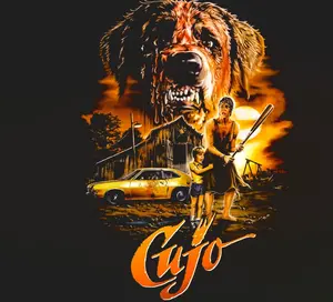 Halftone Cujo Transfer for Black Fabric Only Heat Pressable DTF Direct to Film Design Ready to Press Heat Transfer Image