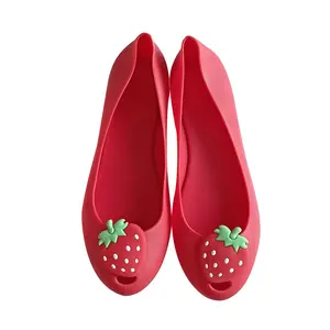 Women's Jelly Slippers Transparent PVC Comfortable Casual Shoes with Rhinestone Bowknots Outdoor Beach Shoes Suitable for All Seasons Fruit Pattern Soft Soles Versatile Colors
