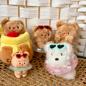 Cute Animal Keychain Funny Animal with Swim Ring Keychain Backpack Pendent for Women Men