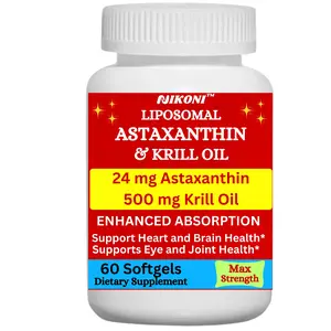 Nikoni Astaxanthin & Krill Oil Supplement Joint & Heart Health, 60 Max Strength Liposomal Softgels Healthcare Muscle Antioxidant Dietary