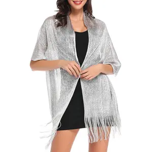 Cross-border popular gold and silver silk shawl flat scarf scarf bridesmaid dance wedding party evening dress shawl women