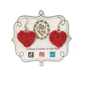 Red crocheted heart earrings (handmade)
