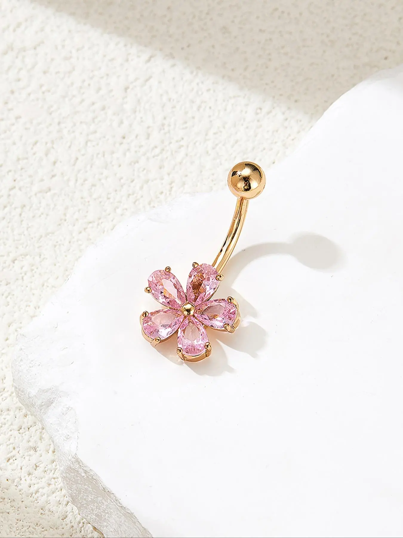 Cute Waterdrop Flower Belly Button Ring, Stylish Body Jewelry, Navel Piercing Jewelry, Perfect Valentine's Day Gift for Fashion Enthusiasts