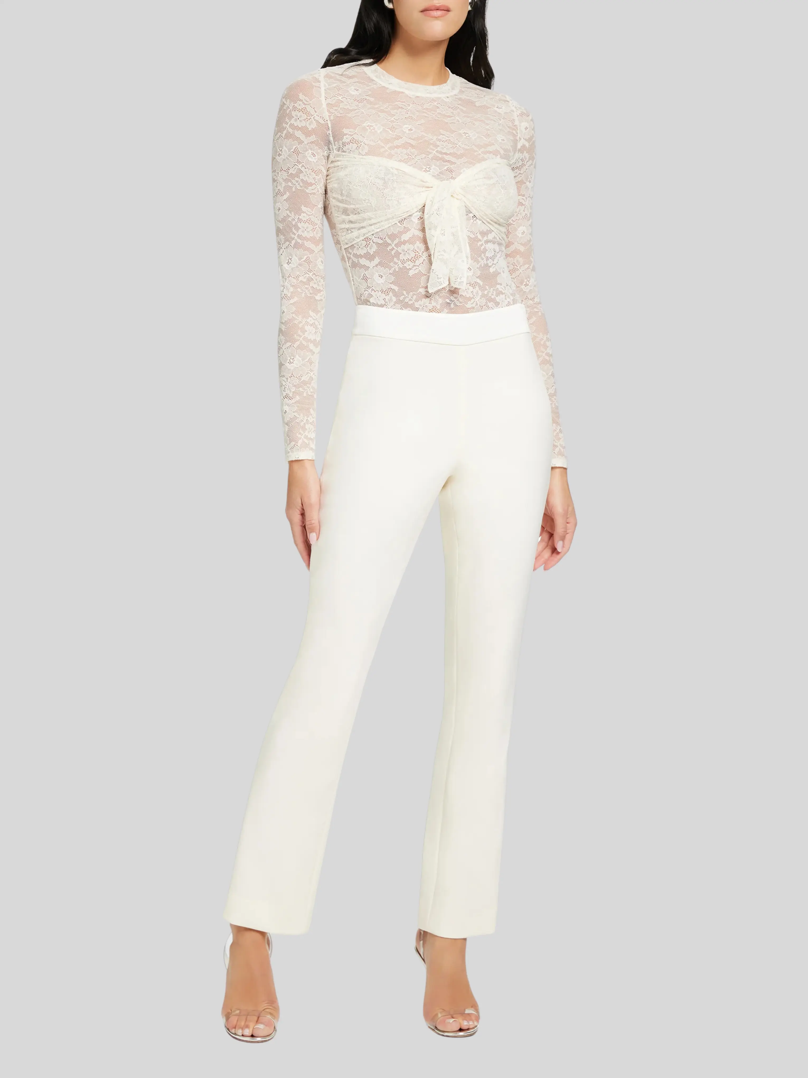 Carmela Cigarette Tuxedo Pant in Ivory