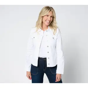 NYDJ Frayed Denim Jacket - Optic White