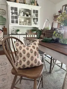 Floral Block Print Throw Pillow