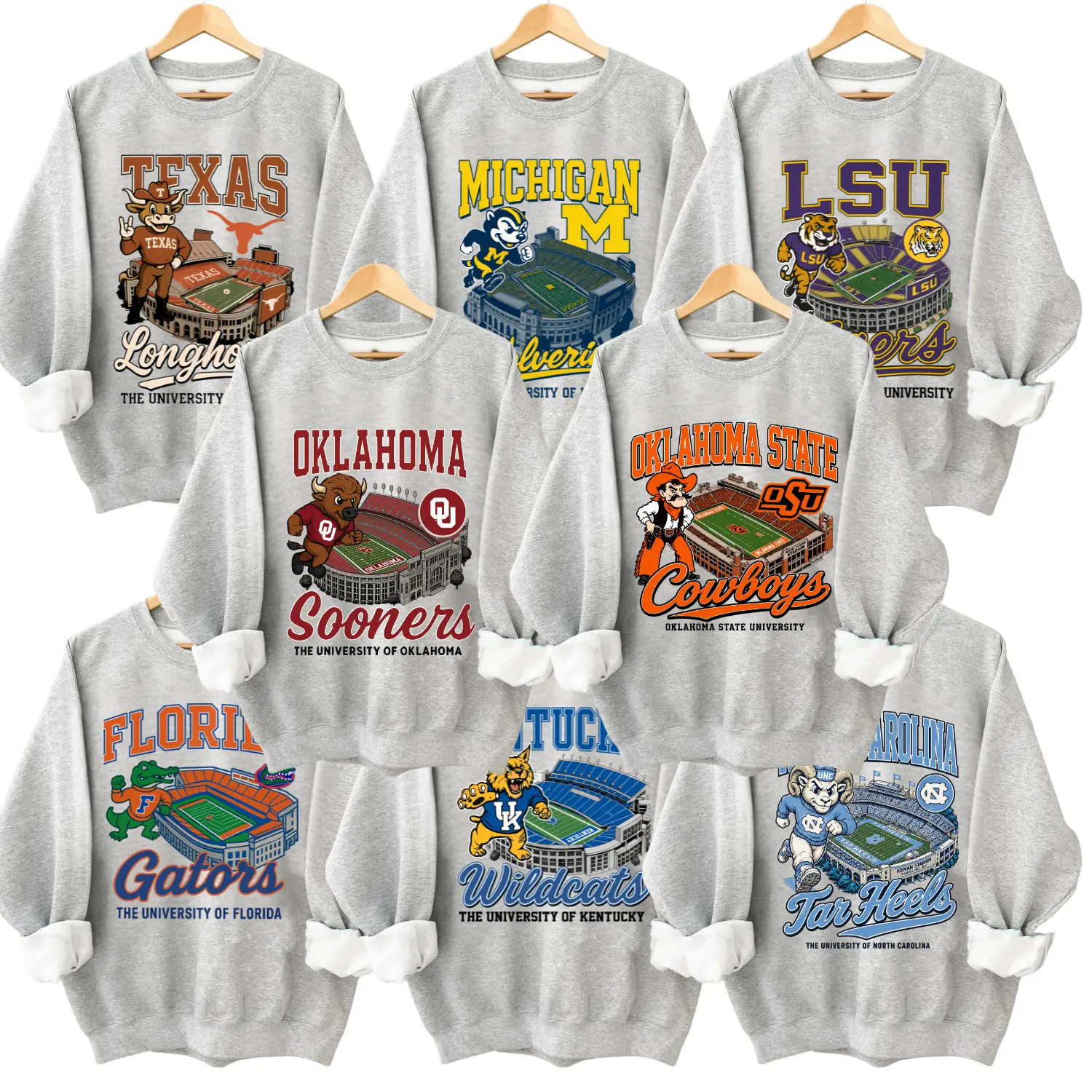 Full Team Vintage Ash Grey Sweatshirt – Football College Mascots Crewneck – Unisex Throwback Sports Shirt - Menswear Womenswear - Gift For Fans
