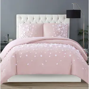 Christian Siriano Comforter Set 3D Floral Applique, Blush Pink, Full/Queen