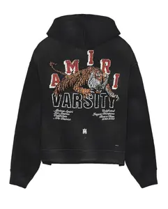 Amiri Vintage Tiger Varsity Logo Hooded Sweatshirt Black Multi