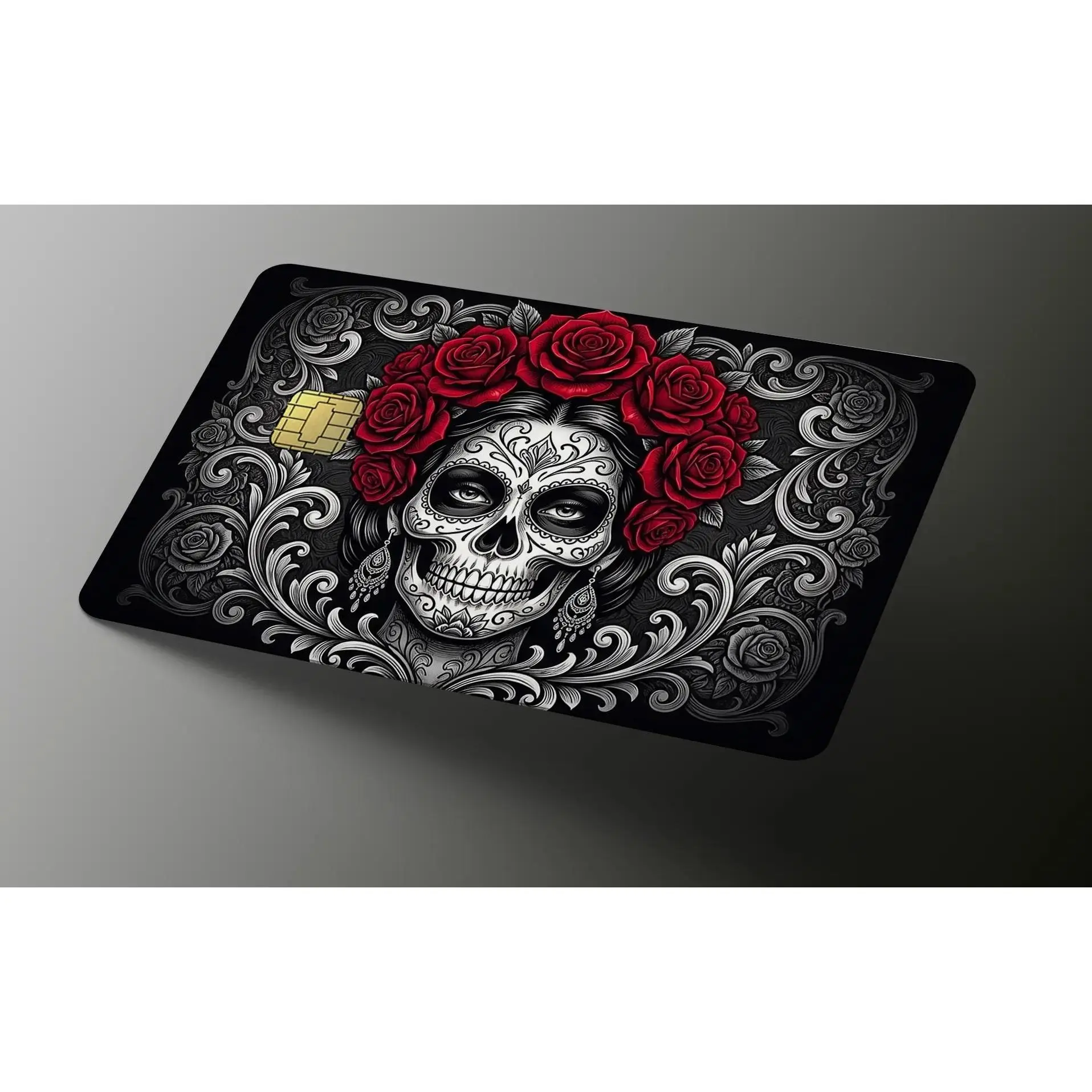 Sugar Skull & Red Roses Premium Credit Card Skin