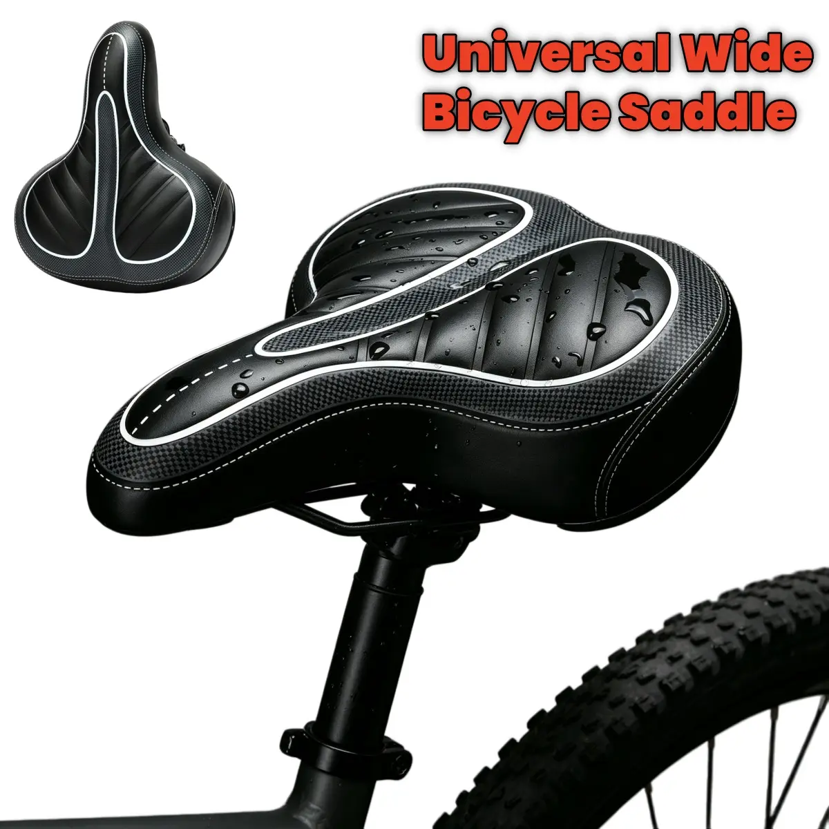 Universal Wide Bike Seat Gel Padded Bicycle Saddle with Shock Spring Waterproof Soft Foam Cushion for Cruiser, E-Bike, Folding Bike, Road Bike & Exercise Bike, Comfort Replacement Bike Accessories for Men Women