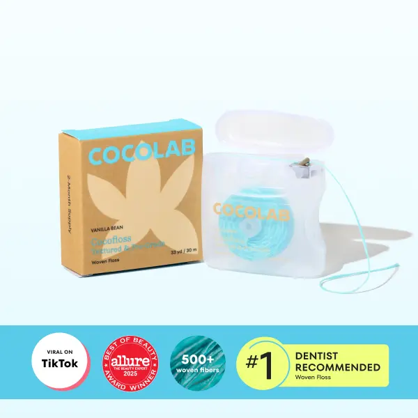 COCOLAB Vanilla Bean Dental Floss - Award-Winning, 500+ Woven Fibers, Coated in Coconut Oil for Freshness & Plaque Removal - 33 Yd, 2-Month Supply