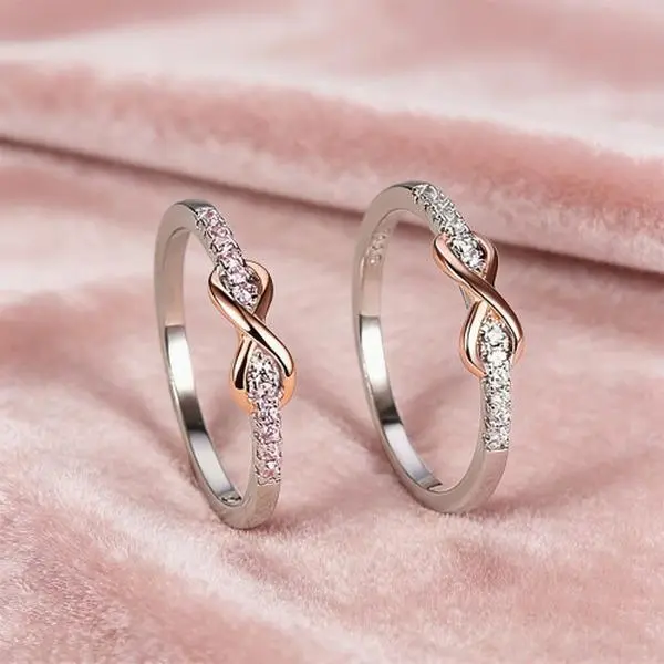 My Best Friend Knot Rings,925 Sterling Silver linked Mother Daughter Rings With Pink AAA Cubic Zirconia Rings Bands for Friends Women Girls Gifts for Valentines Day Jewelry Grandma Granddaughter